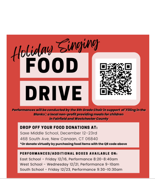 Holiday Choir Food Drive w/ Performances Across the Schools