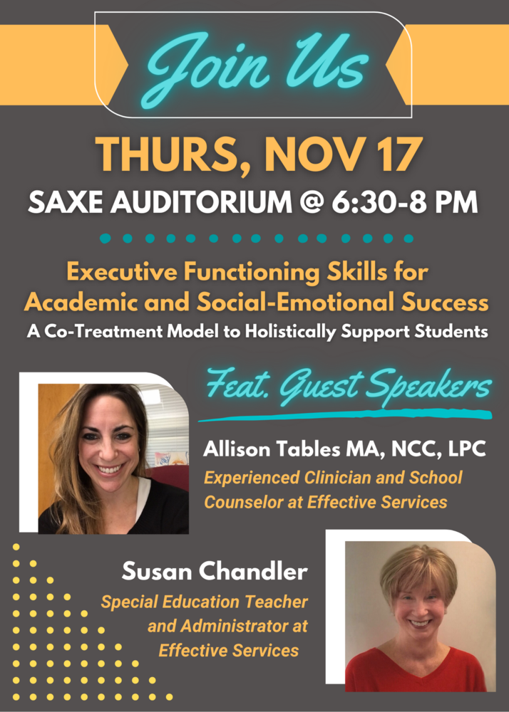 Nov 17th @ Saxe! Understanding Executive Functioning Skills for Student Success